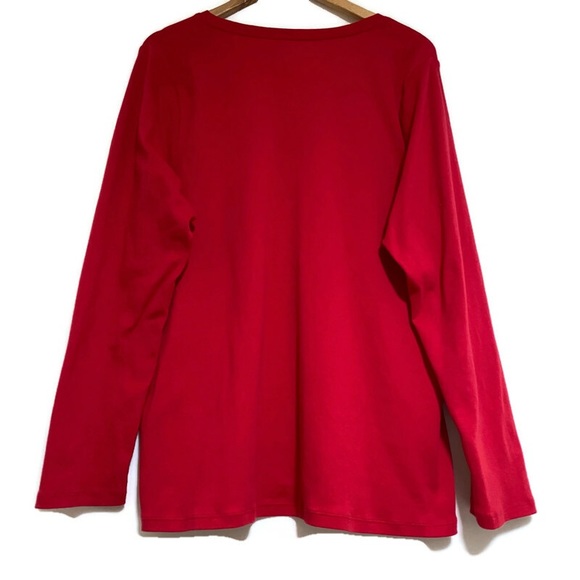 LANE BRYANT LONG SLEEVE V-NECK RED T-SHIRT SIZE 18/20 - Picture 3 of 5